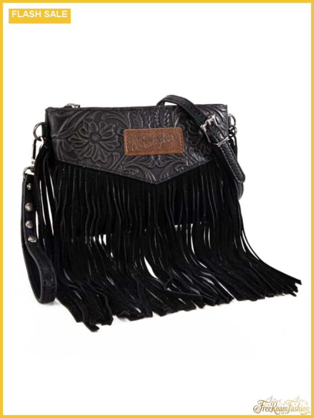 Wrangler by Montana West Faux Leather Crossbody Wristlet Purse with Fringe